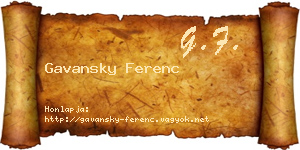 Gavansky Ferenc névjegykártya